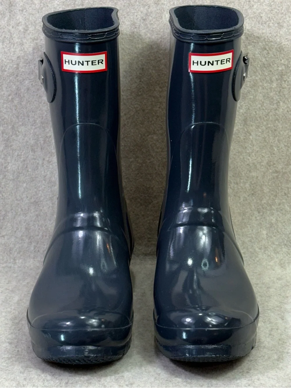 Hunter Short Gloss Rain/GardenBoots Women’s in Charcoal Like New Condition Sz 10